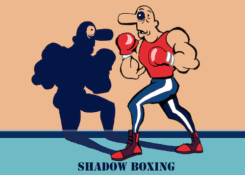 Cartoon: Shadow Boxing... (medium) by berk-olgun tagged shadow,boxing
