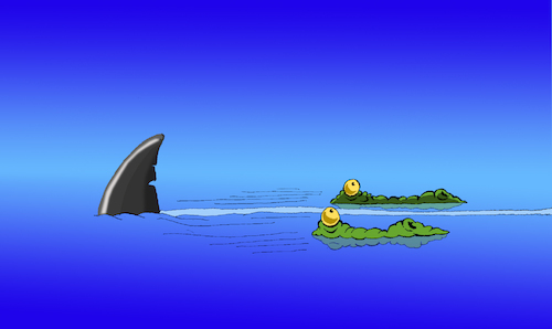 Cartoon: Shark vs Alligator... (medium) by berk-olgun tagged shark,vs,alligator