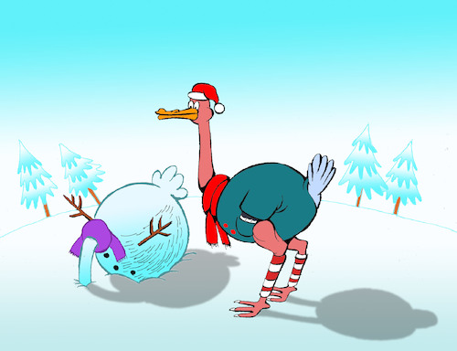 Cartoon: Snowostrich... (medium) by berk-olgun tagged snowostrich