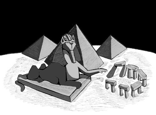 Cartoon: Sphinx vs Cromlech... (medium) by berk-olgun tagged sphinx,vs,cromlech