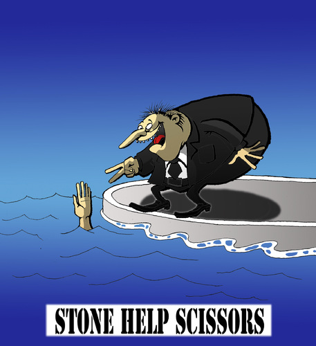 Cartoon: Stone Help Scissors... (medium) by berk-olgun tagged stone,help,scissors