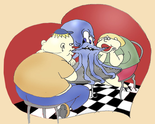 Cartoon: The Obese Lovers.. (medium) by berk-olgun tagged obese