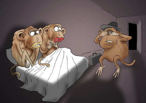Cartoon: Three Monkeys... (medium) by berk-olgun tagged monkeys,three