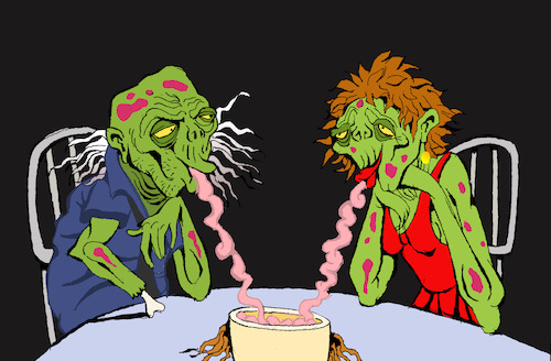 Cartoon: Zombie in Love... (medium) by berk-olgun tagged zombie,in,love