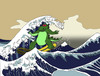 Cartoon: Hokusai vs Godzilla... (small) by berk-olgun tagged hokusai,vs,godzilla