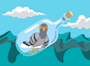Cartoon: Message Pigeon in a Bottle... (small) by berk-olgun tagged message,pigeon,in,bottle
