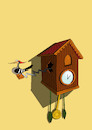 Cartoon: Woodpecker Clock... (small) by berk-olgun tagged woodpecker,clock