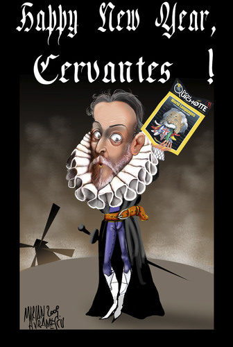 Cartoon: CERVANTES (medium) by Marian Avramescu tagged mmmmmmmmmm
