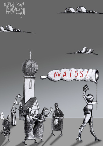 Cartoon: NO AIDS (medium) by Marian Avramescu tagged mmmmmmmmmmmm