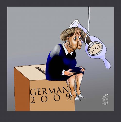 Cartoon: PROTECTED VOTING (medium) by Marian Avramescu tagged merkel,steinmeier