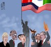 Cartoon: BERLUSCONI BUSH  new democracy (small) by Marian Avramescu tagged politics