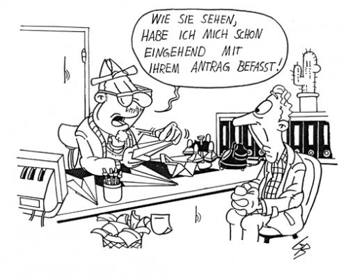 Cartoon: Antrag (medium) by Glenn M Bülow tagged amt,behörde,amtsschimmel,behördenwillkür,staat,bürokratie,beamte,papierkram