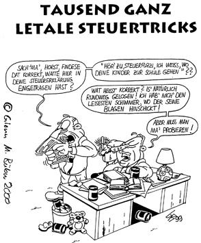 Cartoon: Kowalewski Steuertricks (medium) by Glenn M Bülow tagged ruhrgebiet,steuerhinterziehung,steuererklärung,liechtenstein,finanzamt,steuertricks,steuer