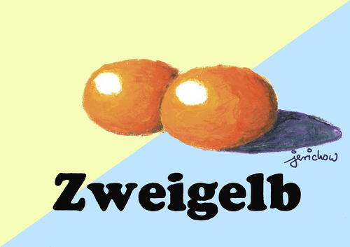 Cartoon: Zweigelb (medium) by jerichow tagged eigelb,zwei,wortspiel,eigelb,zwei,wortspiel
