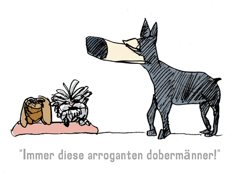 Cartoon: dobermänner (medium) by jenapaul tagged hunde,dobermann,humor