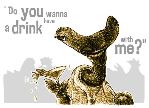 Cartoon: having a drink (medium) by jenapaul tagged alien,humor,drink,party,satire,funny