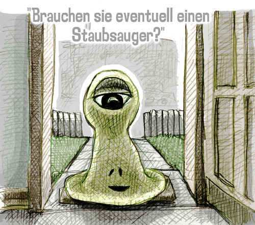 Cartoon: staubsauger (medium) by jenapaul tagged staubsauger,vertreter,aliens,alien,humor,ausserirdische