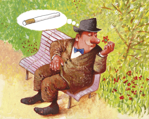 Cartoon: Smoker (medium) by Wiejacki tagged park,nature,tobacco,smoking,addiction,habit,cigarets,health