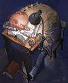 Cartoon: student (small) by Wiejacki tagged learning,medicine,doctor,night,light,lamp