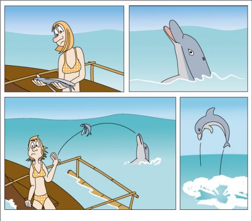 Cartoon: Fish for a Porpoise (medium) by red tagged porpoise,animals,ulli,dolphin,sea,tropical
