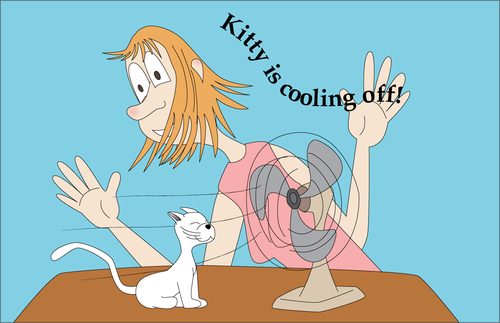 Cartoon: Kitty is cooling off. (medium) by red tagged kitty,ulli