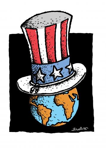 Cartoon: American hat at globe (medium) by svitalsky tagged svitalsky,usa,globe,cartoon,hat,america