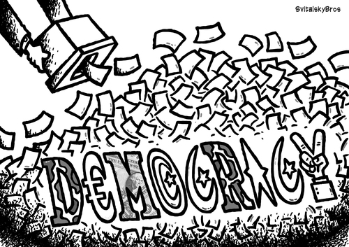 Cartoon: Democracy after election BW (medium) by svitalsky tagged democracy,election,egypt,arab,spring,vote,voting,tunis,people,islam,money,army,fight,future,cartoon,svitalsky,svitalskybros,freedom,freiheit,demokratie,wahl,araber,illustration,color,demokratie,wahlen,wahl