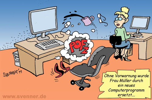 Cartoon: Eiskalt ersetzt (medium) by svenner tagged technik,jobverlust,globalisierung,mobbing