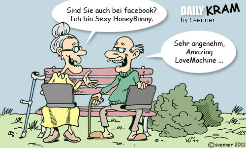 Cartoon: Facebook über 70 (medium) by svenner tagged daily,internet,facebook,social,senioren,dating