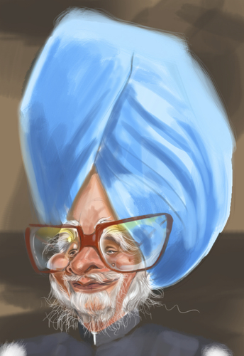 Cartoon: Manmohan Sighn (medium) by zsoldos tagged india,president