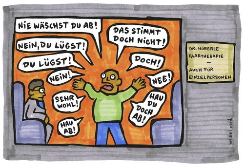 Cartoon: auch für einzelpersonen (medium) by meikel neid tagged therapie,paartherapie,single,paar,streit