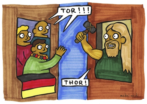 Cartoon: thor (medium) by meikel neid tagged tor,thor,wm,2010,fussball,fußball
