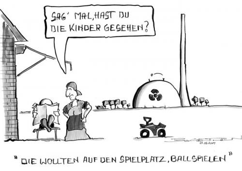 Cartoon: AKW Unterweser (medium) by Bernd Ötjen tagged greenpeace,aktivisten,kernkraftwerk,unterweser,reaktor,eon,kinder