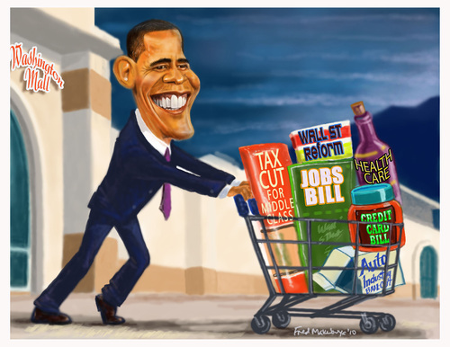 Cartoon: Obama- Shopping for America. (medium) by Fred Makubuya tagged obama,us,international,politics,washington