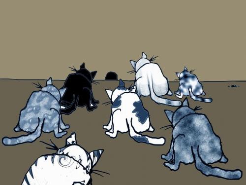 Cartoon: Cats (medium) by zu tagged cats,mouse,hole