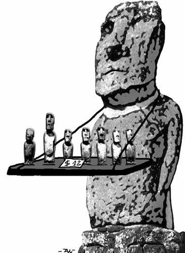 Cartoon: Easter Islands (medium) by zu tagged tourism,easter,island