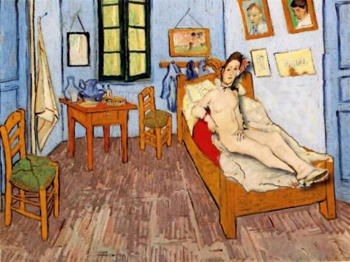 Cartoon: Olympia at Van Gogh (medium) by zu tagged van,gogh,manet,olympia,art