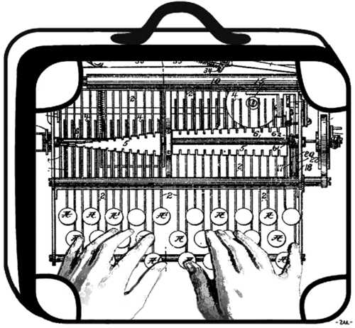 Cartoon: Taschen-machine (medium) by zu tagged writing,machine,koffer,hands