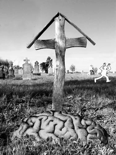 Cartoon: Thought cemetery (medium) by zu tagged brain,thought,cemetery