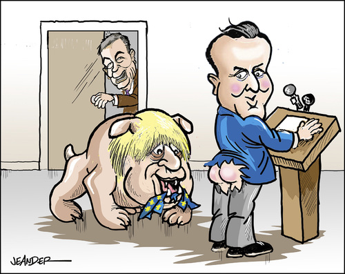 Cartoon: Boris (medium) by jeander tagged britain,referendum,eu,david,cameron,nigel,farage,boris,johnson,britain,referendum,eu,david,cameron,nigel,farage,boris,johnson