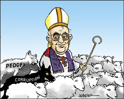 Cartoon: Pope Francis I Franciskus I (medium) by jeander tagged church,katholic,scandal,corruptions,pedofil,franciskus,pope,pope,franciskus,pedofil,corruptions,scandal,katholic,church