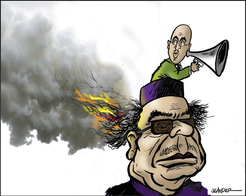 Cartoon: Gaddafi and son (medium) by jeander tagged terror,revolution,democracy,libya,khaddaffi,gaddafi,gadaffi,gaddafi,libyen,demokratie,revolution