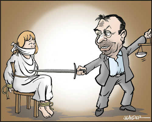 Cartoon: Hungary and the Goddess of Justi (medium) by jeander tagged hungary,justice,law,viktir,orban,ungarn,gerechtigkeit,justiz,gericht,viktir orban,viktir,orban