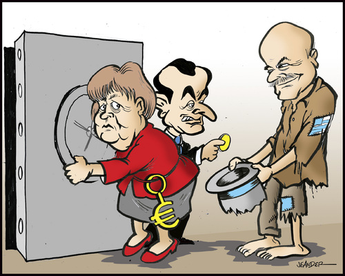 Cartoon: More money (medium) by jeander tagged money,eu,crises,merkel,sarkosy,papandreou,greece,euro,euro,papandreou,sarkosy,merkel