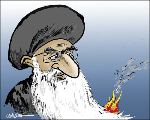 Cartoon: The spark (medium) by jeander tagged iran,saudiarabia,ali,khamenei,iran,saudiarabia,ali,khamenei