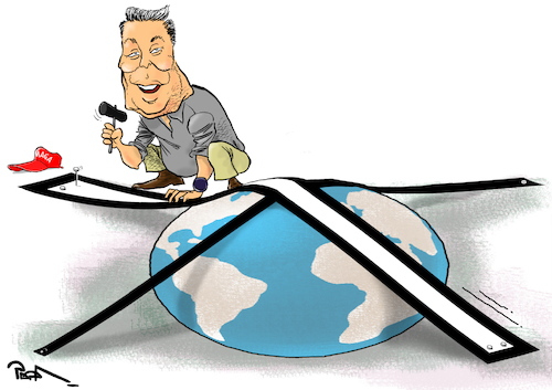 Cartoon: Elon Musk and the world (medium) by Popa tagged elon,musk,trump,usa,2025,maga