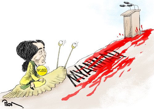 Cartoon: Myanmar Crisis (medium) by Popa tagged myanmar,rohingya,crisis,burma