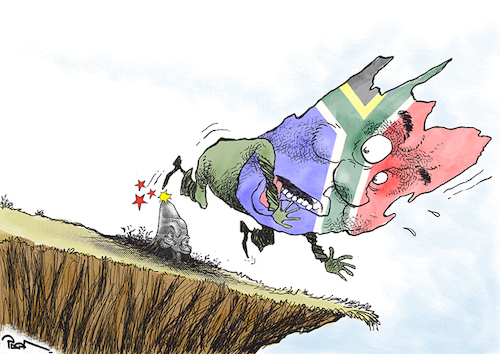 Cartoon: Stumbling Block in South Africa (medium) by Popa tagged africa,south,zuma,corruption,jacob
