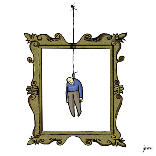 Cartoon: Suicidio surrealista (medium) by mseveri tagged artist,painter,gone