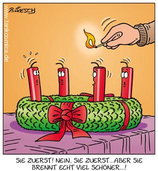 Cartoon: advent (medium) by pentrick tagged tankcomics,comics,tank,xmas,bökesch,gerd,courage,mut,candle,fire,feuer,kranz,kerzen,advent,cartoon